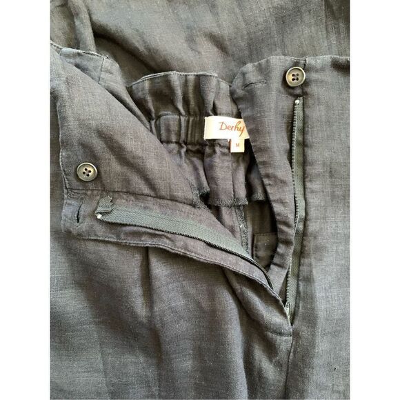 Rene Derhy Cropped Wide‎ Leg Linen Culottes Black Size M - Picture 6 of 12